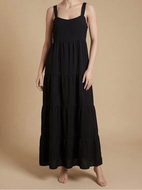 Black Tiered Maxi Dress with Straps